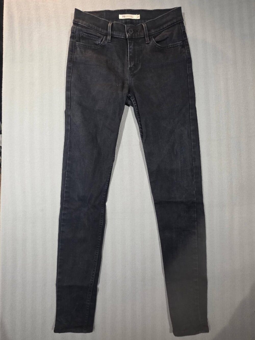 Levi's 710 Super Skinny Jeans Black Washed Denim Size 27